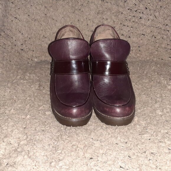 MAUD FRIZON-Deep Purple Leather/Patent-Rubber Heels-Loafers-Sz 38-Excellent - Picture 4 of 8